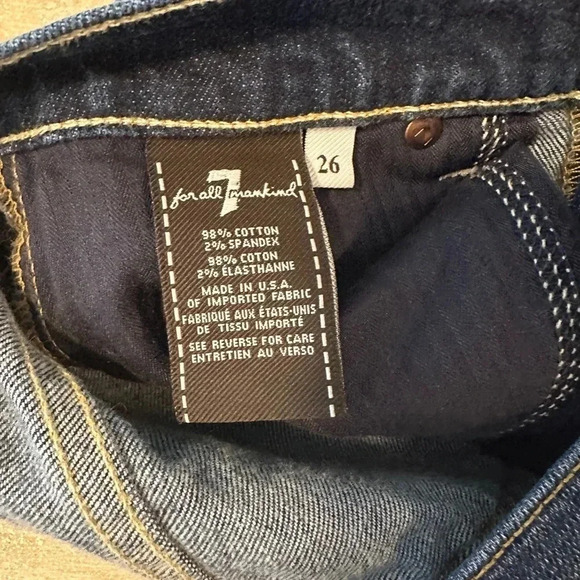 7 For All Mankind Josefina Skinny Boyfriend Jeans Size 26 Dark Wash Distressed - Picture 9 of 13